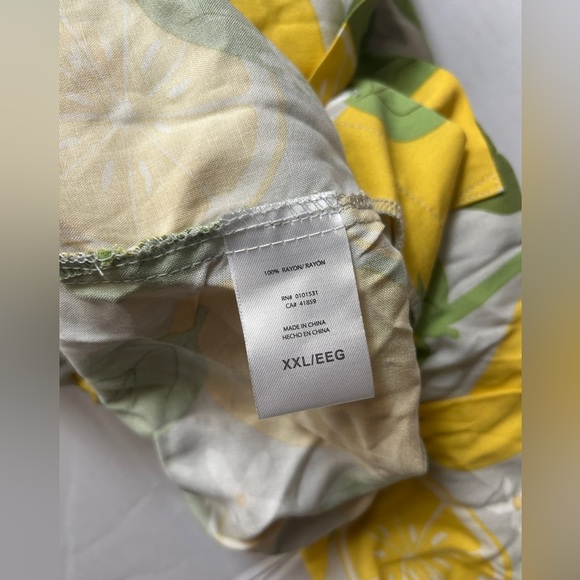 NWT Mad Engine Men’s Button Up Short Sleeve Shirt Size XXL Lemon Print - Picture 4 of 6